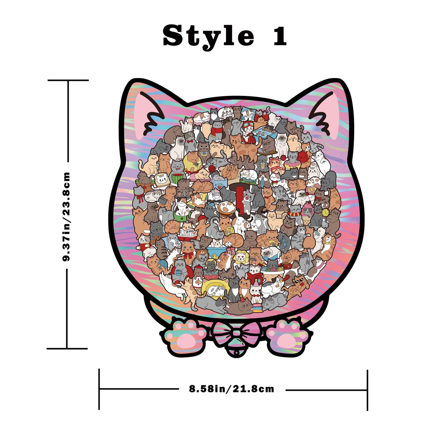 135-teiliges Morandi-Katzenpuzzle aus Birkenholz