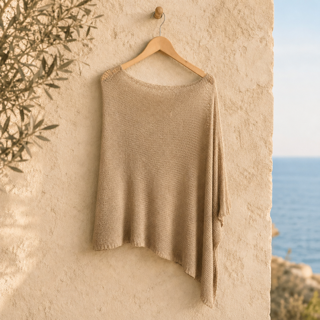Premium One-Shoulder Knit Poncho