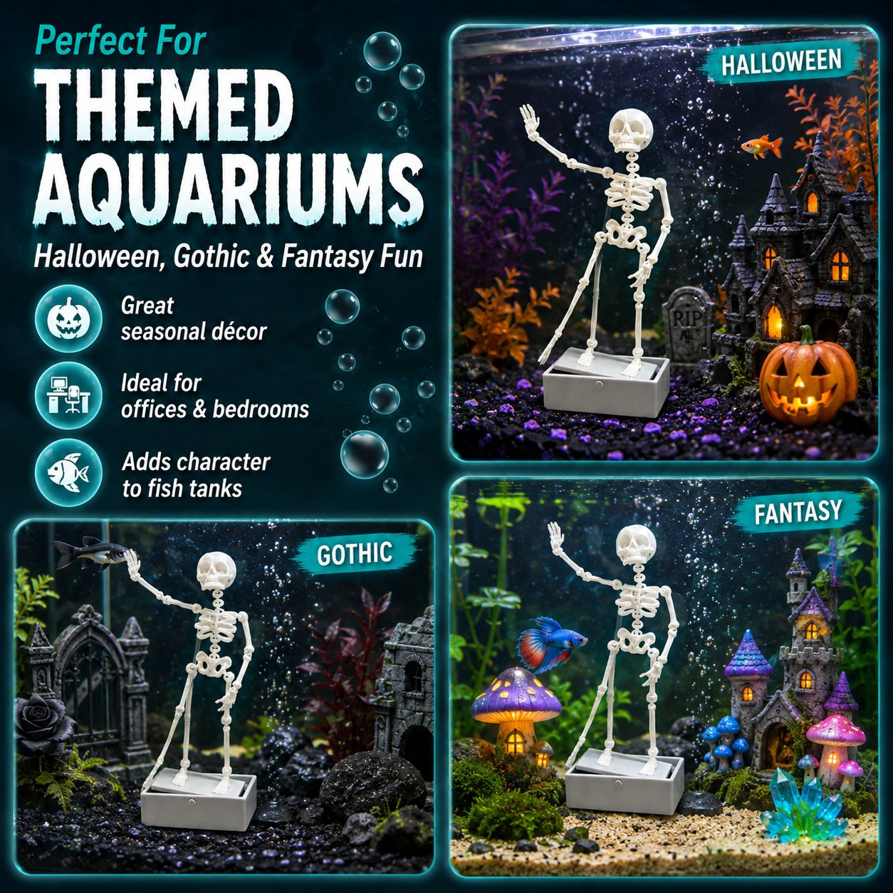 Air-Driven Dancing Skeleton Aquarium Ornament