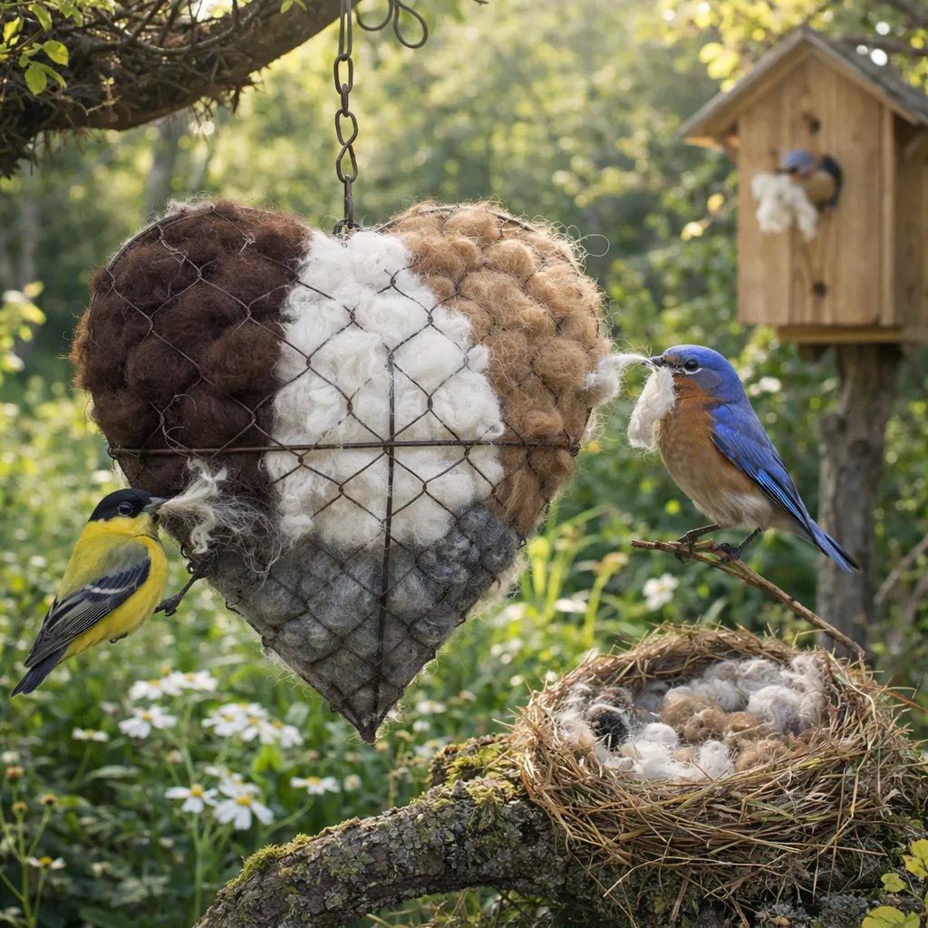 ☁ Handgefertigtes Vogelnestherz aus Alpakafaser 🏡 