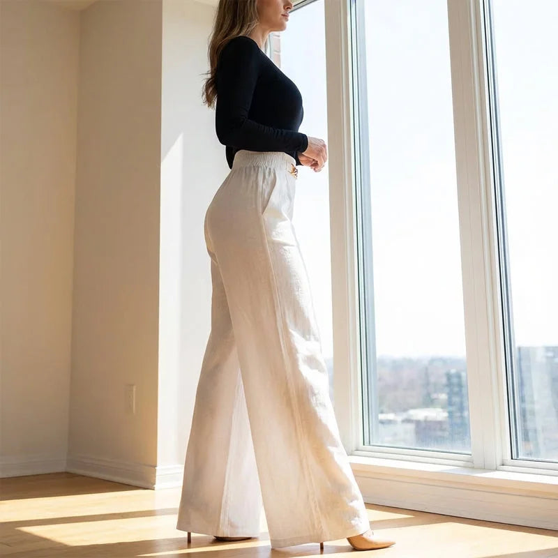 🔥Women's High-Waist Wide-Leg Trousers with Belt Accent💓Buy 2 Free Shipping