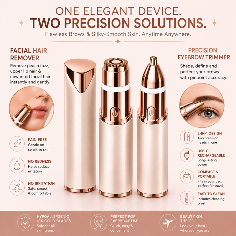 2-in-1 Women's Eyebrow and Facial Hair Removal Device