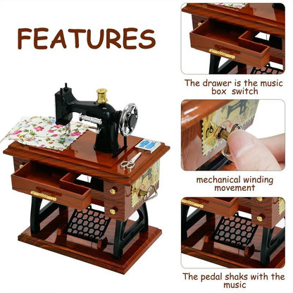 🪗Time Limit Sale 50% OFF - Wood Mini Sewing Machine Music Box