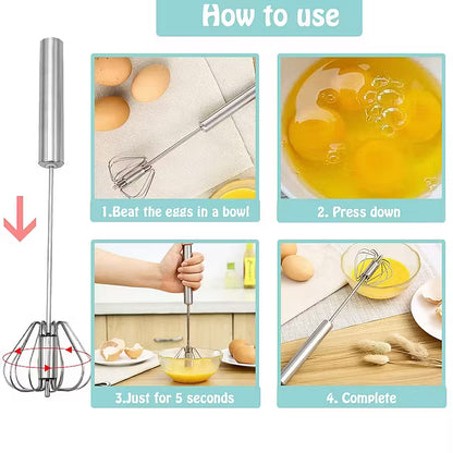 Best sale 50% OFF💥 Semi-Automatic Stainless Steel Push Rotary Whisk Mixer Set