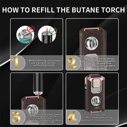 🎁New Year gifts🎊5-in-1 Refillable Cigar Torch Lighter with Cutter✨Buy 2, Free Shipping 🚚